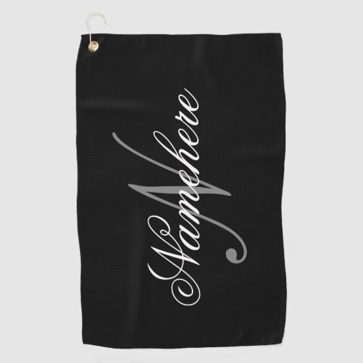 Uniek monogram voor speciale zwart-witnamen golfhanddoek (Voorkant)
