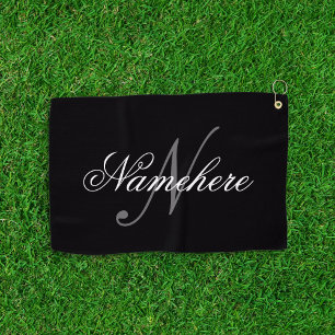Uniek monogram voor speciale zwart-witnamen golfhanddoek