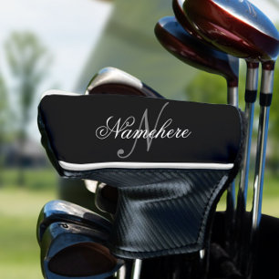 Uniek monogram voor speciale zwart-witnamen golfheadcover