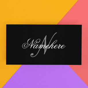 Uniek monogram voor speciale zwart-witnamen kortingskaartje