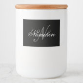 Uniek monogram voor speciale zwart-witnamen voedselcontainer etiket (Voorkant)