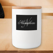 Uniek monogram voor speciale zwart-witnamen voedselcontainer etiket