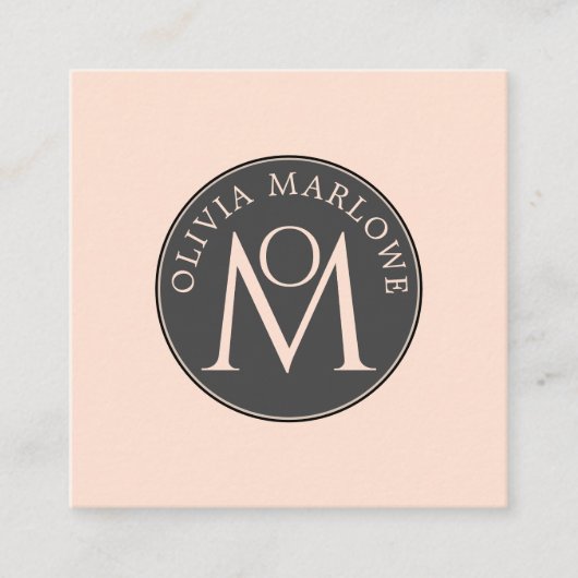 Uniek Monogram Zwart Cream Belkaart Vierkante Visitekaartje (Voorkant)