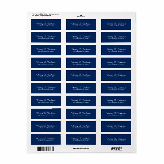 Uniek Navy Blue Klassiek Script Creatief Plain Etiket (Full Sheet)