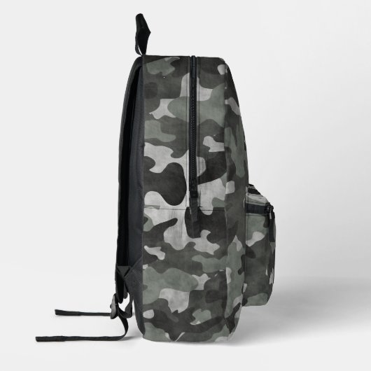 Uniek Noodlijdend Zwart en Grijs Camo Patroon Bedrukte Rugzak (Links)