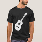 Uniek ontwerp: witte Silhouette Guitar op zwart T-shirt (Voorkant)