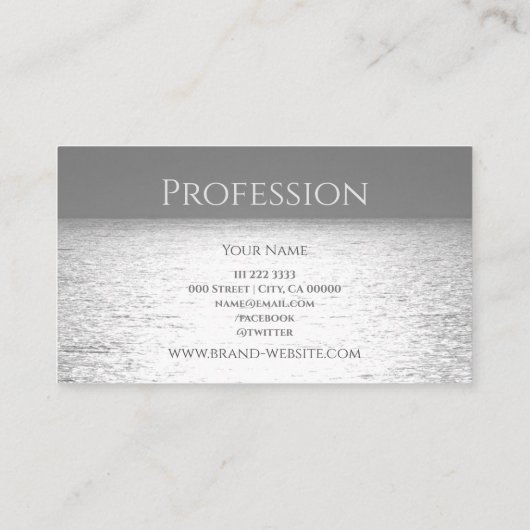 Uniek ontwerp, zilver en grijs gekleurd visitekaartje (Achterkant)