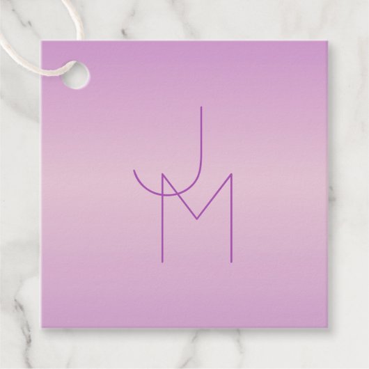Uniek overlappend monogram | Zacht lavendelroze Bedankjes Labels (Voorkant)