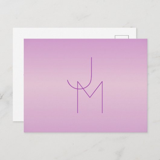 Uniek overlappend monogram | Zacht lavendelroze Briefkaart (Voorkant / Achterkant)
