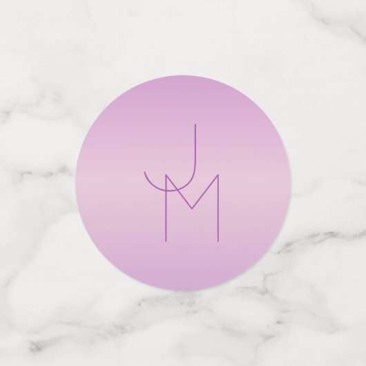 Uniek overlappend monogram | Zacht lavendelroze Confetti (Kleine voorkant)