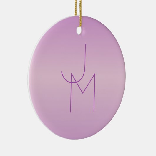 Uniek overlappend monogram | Zacht lavendelroze Keramisch Ornament (Rechts)