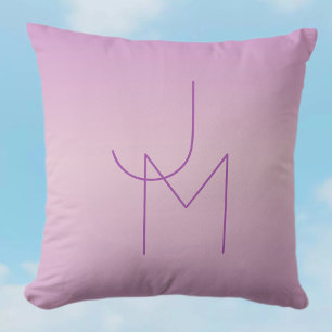 Uniek overlappend monogram Zacht lavendelroze Kussen