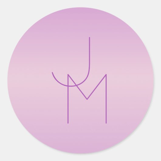 Uniek overlappend monogram | Zacht lavendelroze Ronde Sticker (Voorkant)