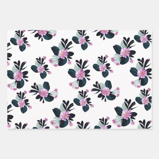 Uniek paarse bloemen inpakpapier vel (Voorkant)