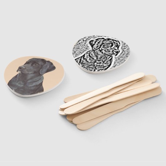 Uniek portret van schattige zwarte Labrador hond Handwaaier (Niet-gemonteerd)