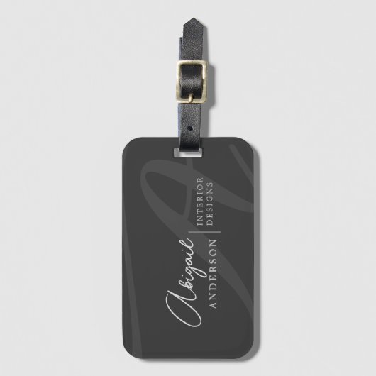 Uniek Professional Premium Black Monogram Script Bagagelabel (Voorkant (verticaal))