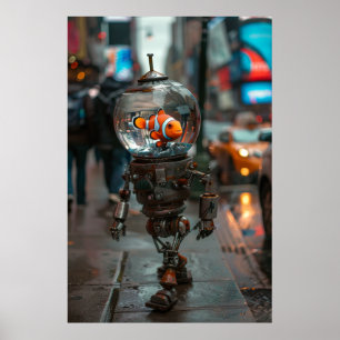 Uniek robotontwerp - Fish Bowl Head Poster