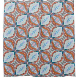 Uniek roest, Blauwgroen, lichtblauw & roze patroon Douchegordijn