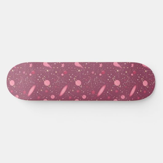 Uniek Roze Astrologie Design Skateboard (Horizontaal)