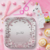 Uniek Roze Bloemen Papier Bord (Feest)