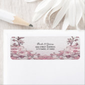 Uniek roze bloemen retouradreslabel etiket (Insitu)