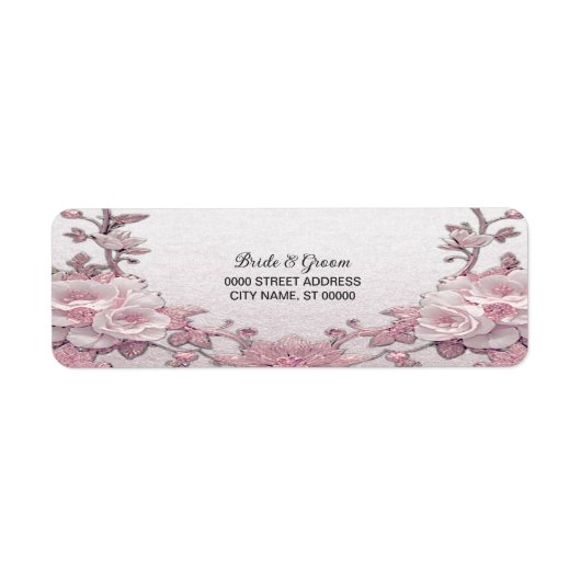 Uniek roze bloemen retouradreslabel etiket (Voorkant)