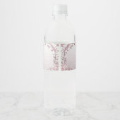 Uniek Roze Bloemen Water Flesetiket Waterfles Etiket (Achterkant)