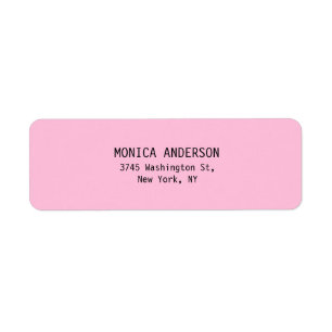 Uniek Roze Duidelijk Modern Terugkeeradresetiket Etiket