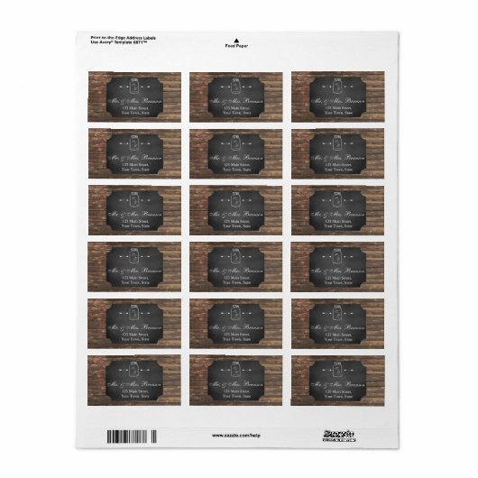 Uniek Rustisch Mason Jar Chalkboard - aangepast mo Etiket (Full Sheet)