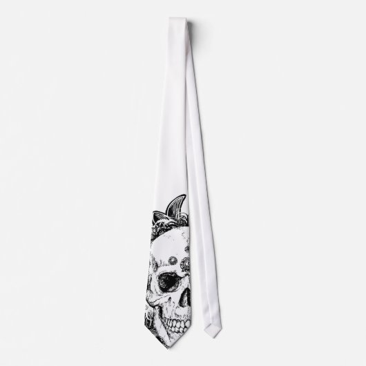 Uniek Sacred Skull Metal Gothic Punk Stropdas (Voorkant)