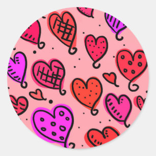 Uniek Schattige hartpatroon Ronde Sticker