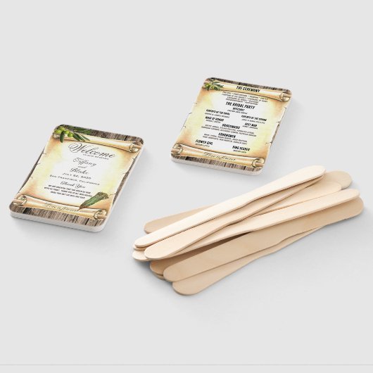 Uniek Scroll & Feather Pen huwelijksprogramma Handwaaier (Niet-gemonteerd)