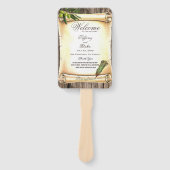 Uniek Scroll & Feather Pen huwelijksprogramma Handwaaier (Voorkant)