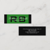 Uniek Slim Black Green Monogram Visitekaartje (Voorkant / Achterkant)