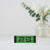 Uniek Slim Black Green Monogram Visitekaartje (Staand voorkant)