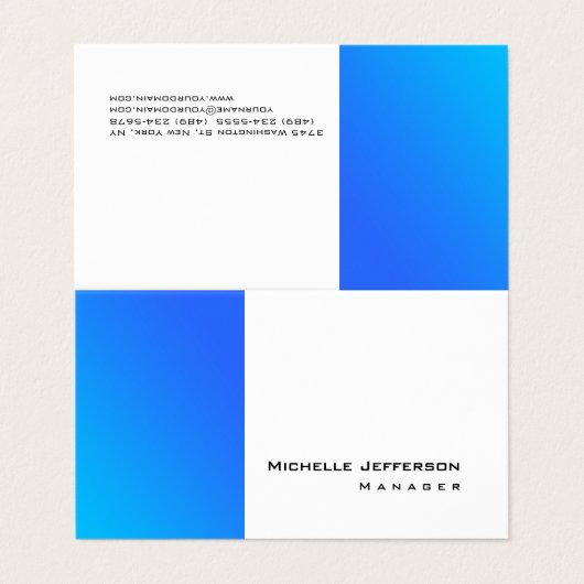 Uniek Stijlvol Blauw Wit Modern Eenvoudig Visitekaartjes (Buitenkant ongevouwen)