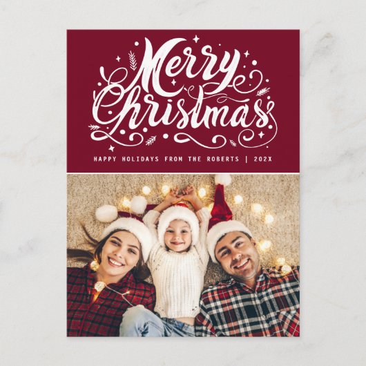 Uniek stijlvol script Modern Christmas Briefkaart (Voorkant)