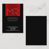 Uniek stijlvol zwart monogram rood Visitekaartje (Voorkant / Achterkant)