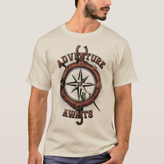 Uniek Wild West Kompas avontuur T-shirt (Voorkant)