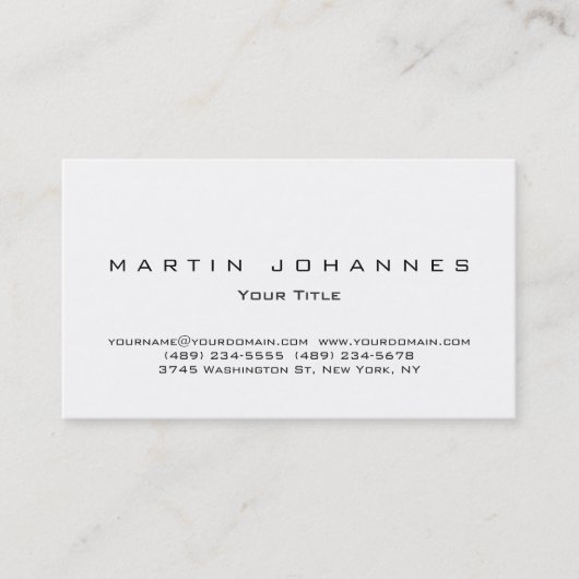 Uniek wit gewoon professioneel visitekaartje (Voorkant)