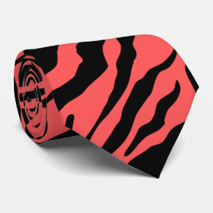 Uniek Zebra, rood en zwart gestreept patroon Stropdas