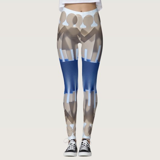 "Uniek zigzag patroon van staande mensen" Leggings (Voorkant)