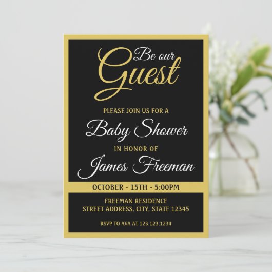 Uniek zwart en goud Baby shower Kaart (Staand voorkant)