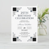 Uniek Zwart Grijs Digitaal Lijst Hoek Verjaardag Kaart (Staand voorkant)