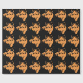 Uniek Zwart & Sinaasappel Pop Kunst Wolf Silhouet Cadeaupapier (Vlak)