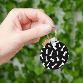 Uniek zwart-wit-schaakpatroon sleutelhanger