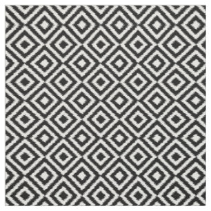 Uniek zwart zwart-wit Ikat Square patroon Stof