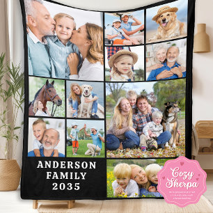 Unieke 11 foto-collage Persoonlijke Cute Familie Sherpa Deken