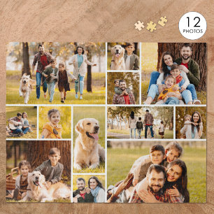Unieke 12 foto collage minimalistisch eenvoudig legpuzzel