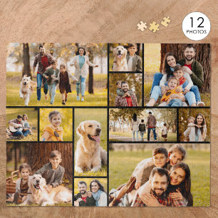 Unieke 12 foto collage minimalistisch eenvoudig zw legpuzzel